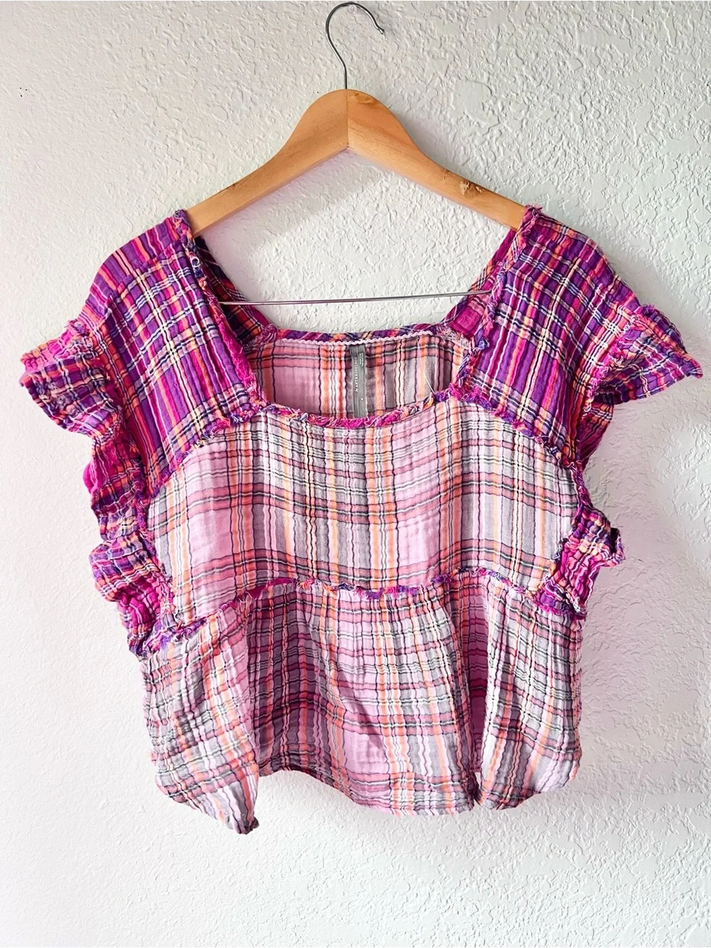 Anthropologie Gauzy Cotton Plaid Matching Set Sz S